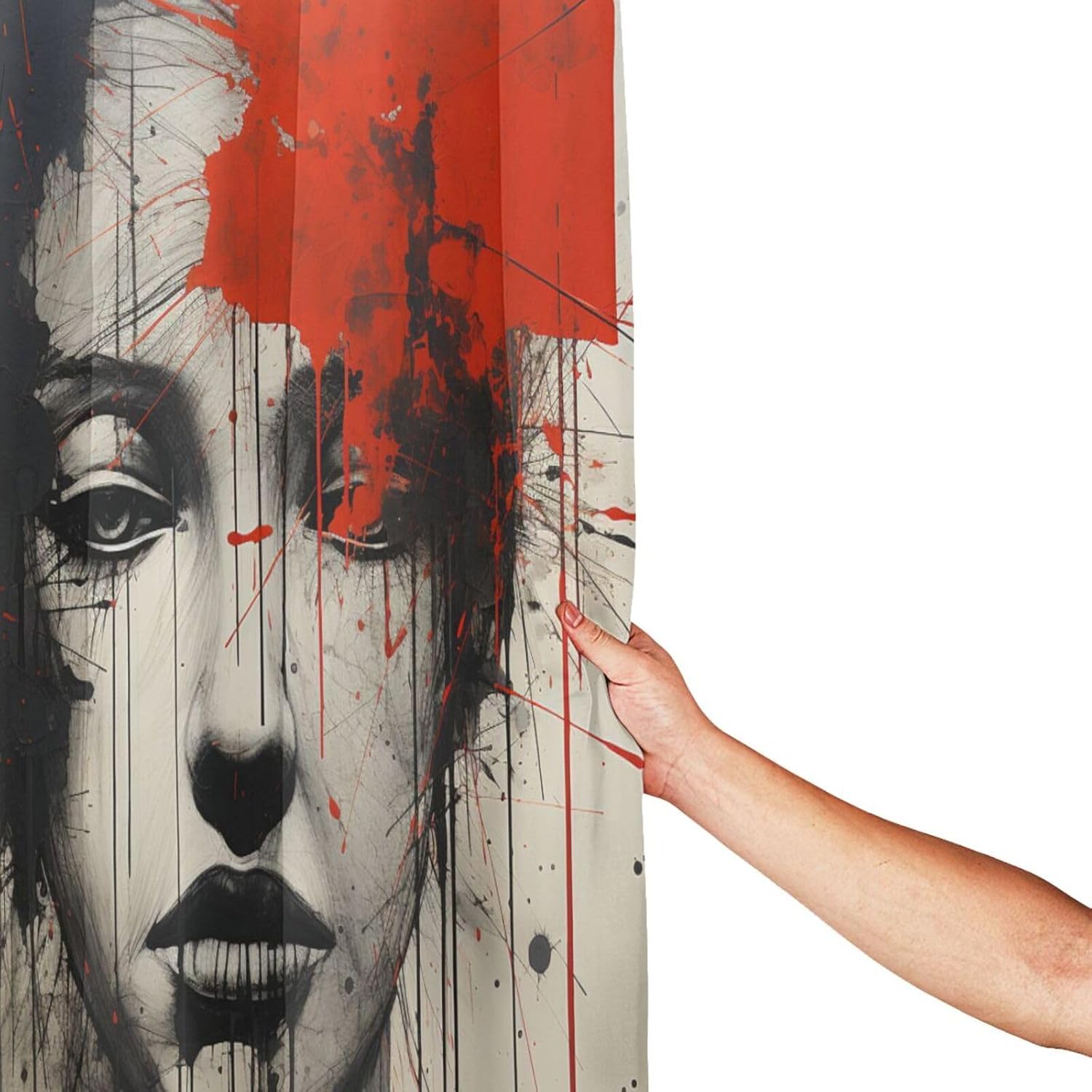 Abstract Girl Oil Painting Luxury Boho Shower Curtain Set