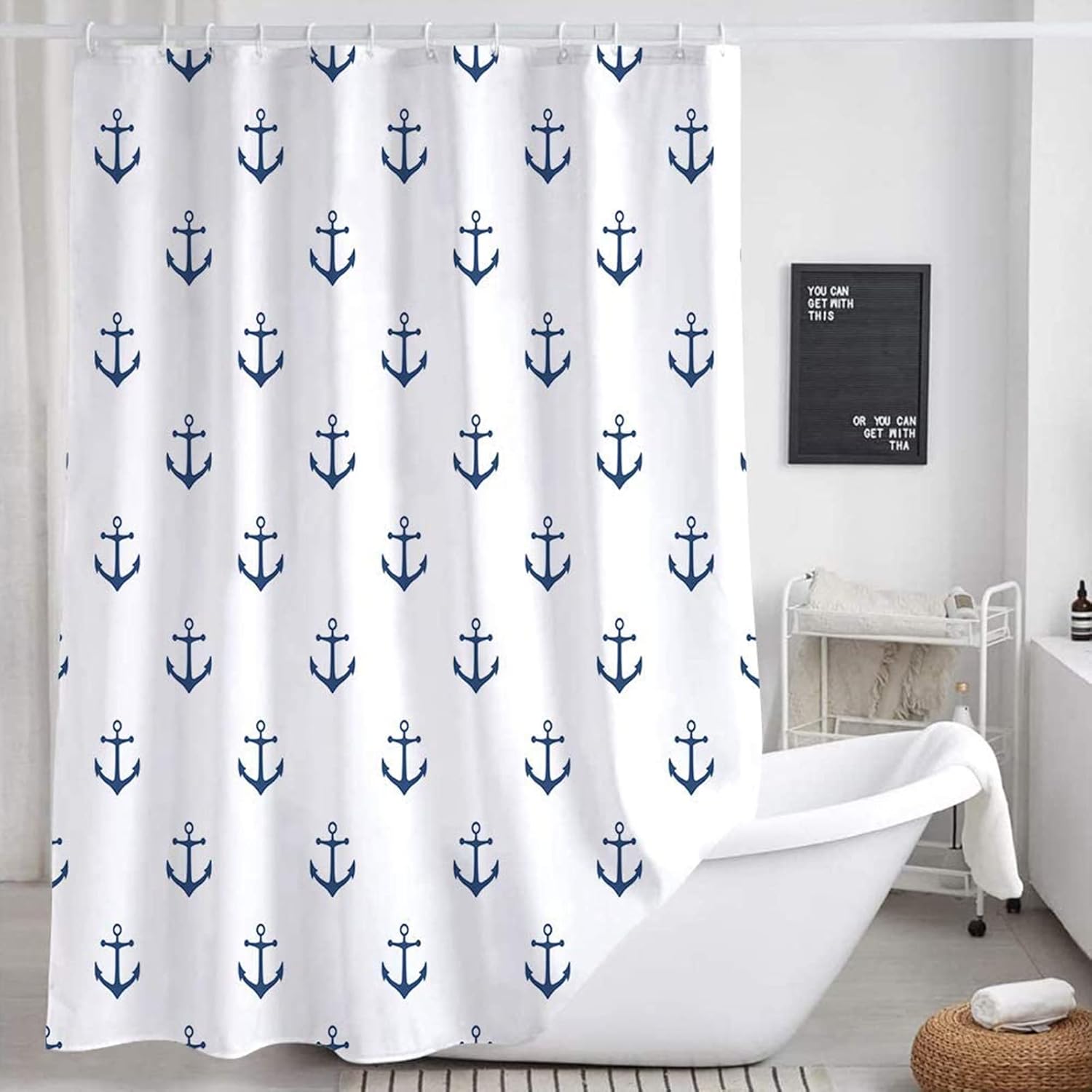 DYNH Nautical Anchor Long Shower Curtain Set