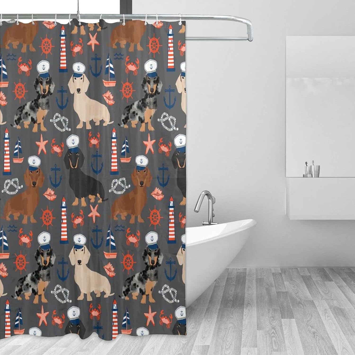 XOEIRAN Nautical Sailor Dachshund Bath