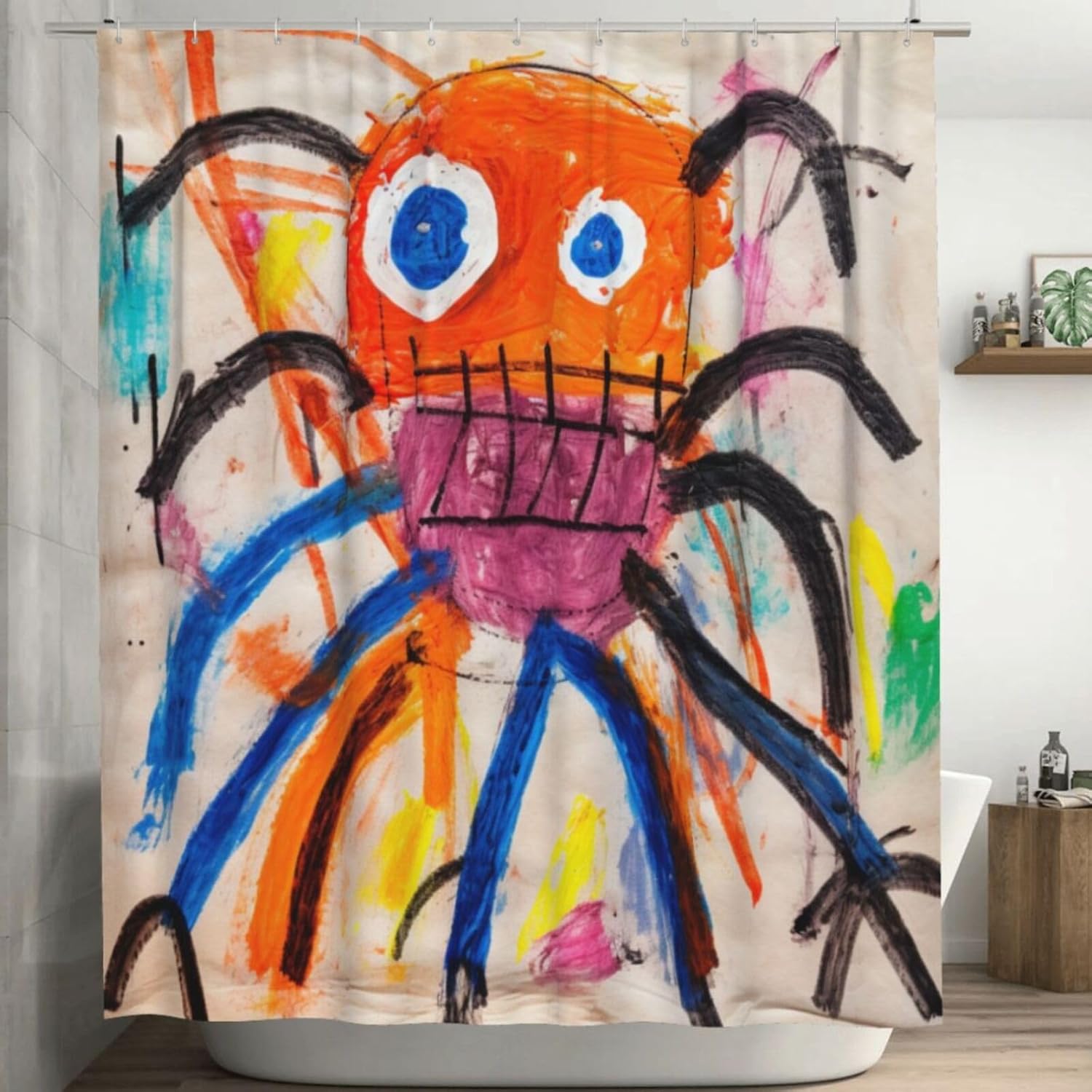 Over the Rainbow Crayon Octopus Bathroom Curtain Set