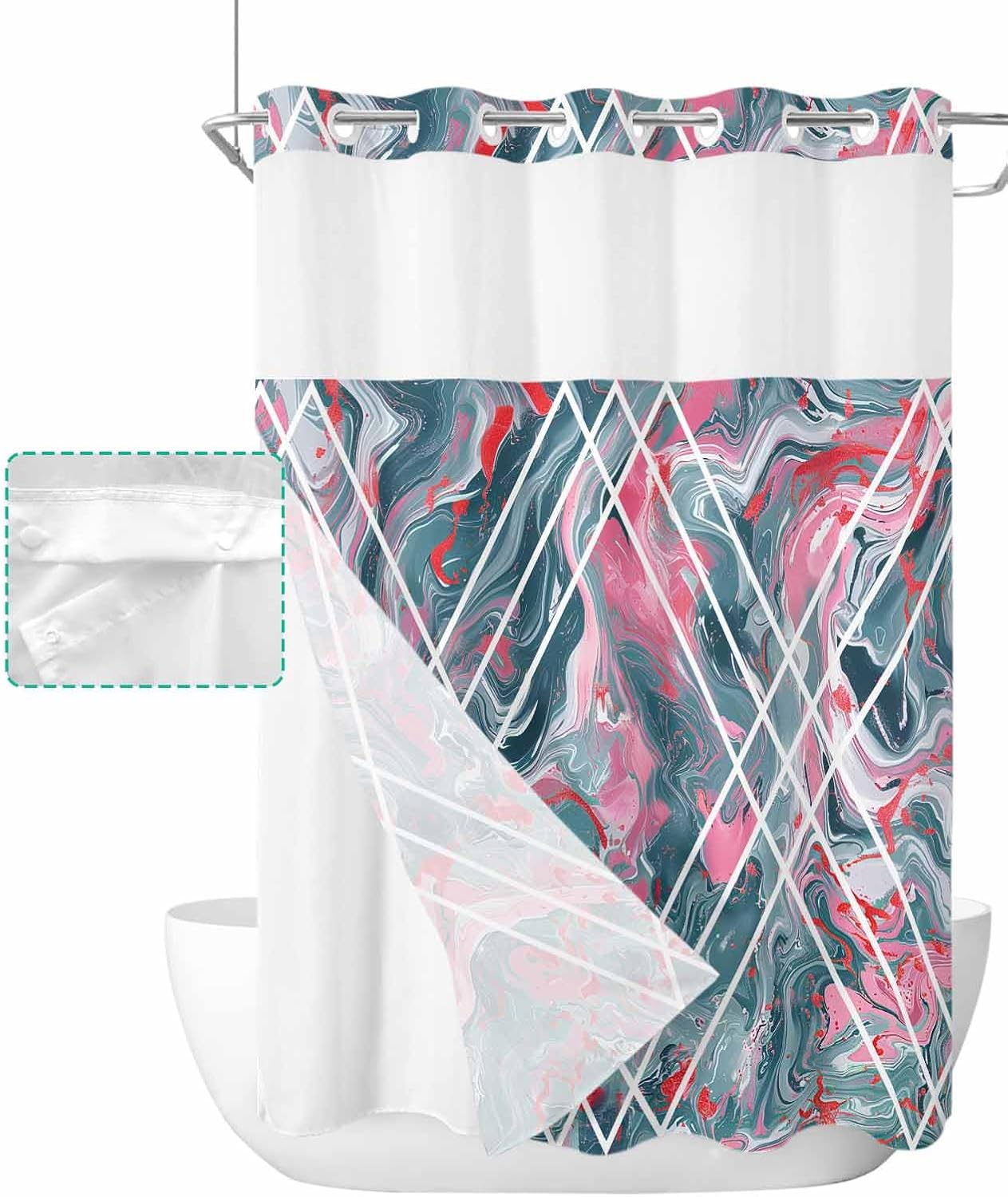 TocaHome No Hook Shower Curtain Set