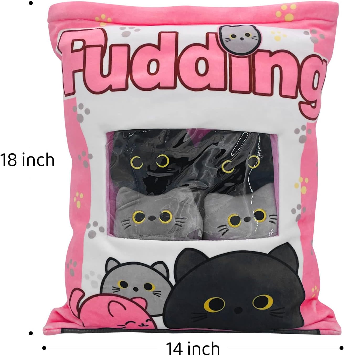 REFAHB Cute Black Cat Plush Pillow Throw Pillow for Kids