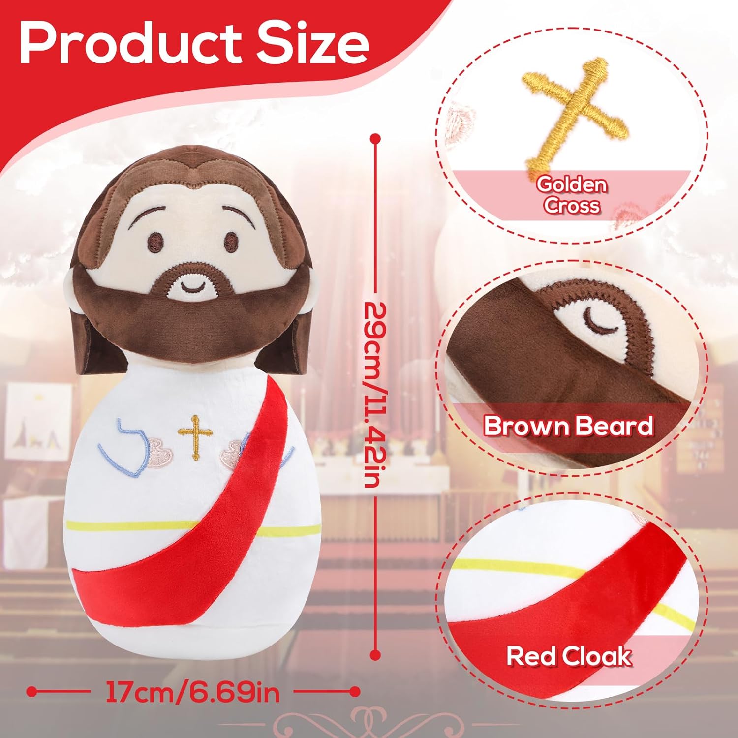 Sturdy Plush Jesus Figure for Kids 11 Inch