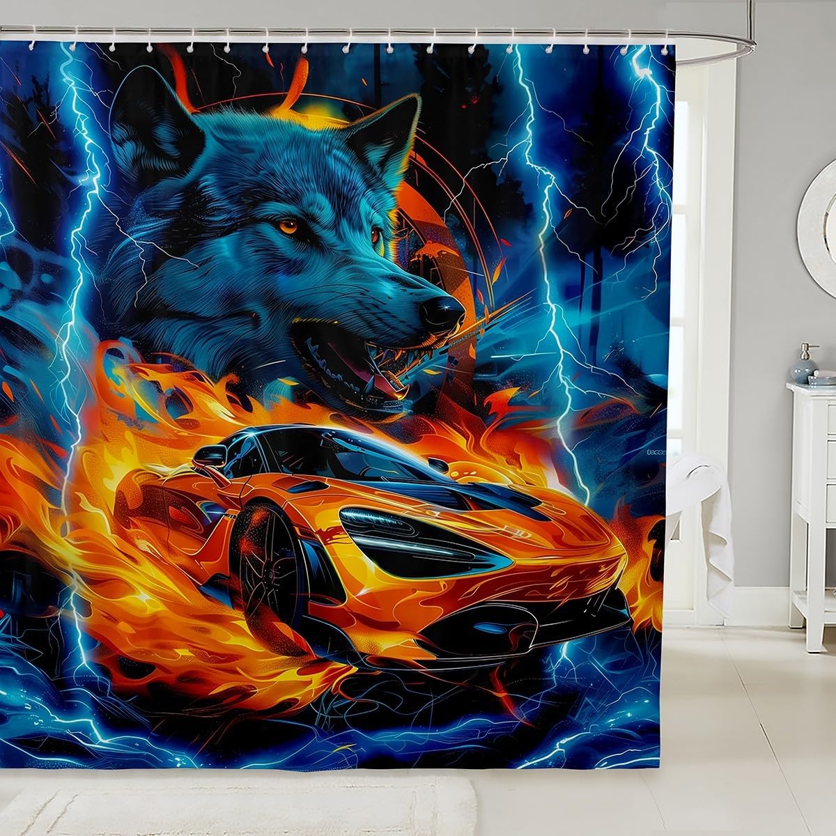 Colorful Safari Animal Shower Curtain for Kids