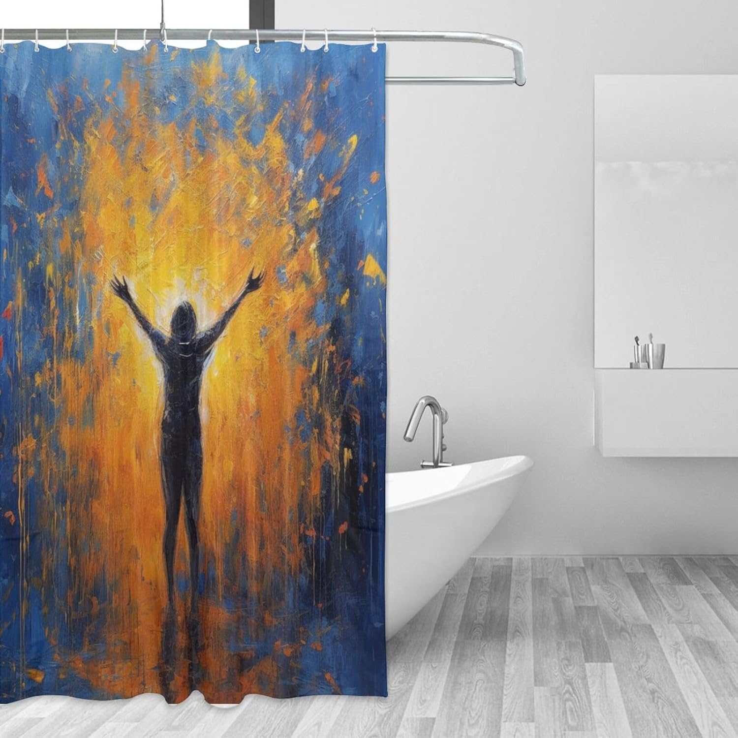 T moda ndsy Oil Painting Abstract Shower Curtain Set