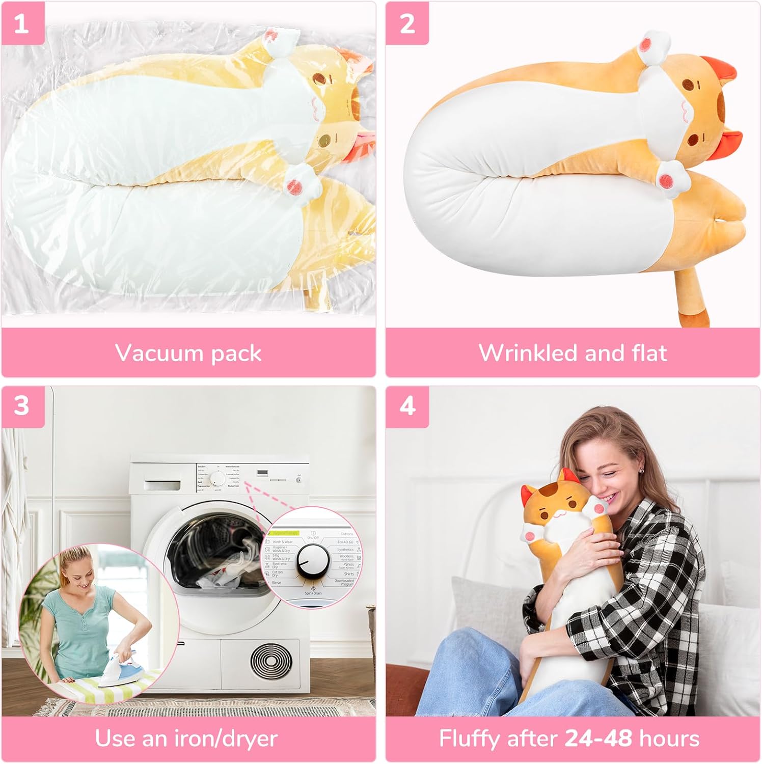 Caaaat Long Cat Plush Body Pillow 36 Huggable Cat Pillow for Kids
