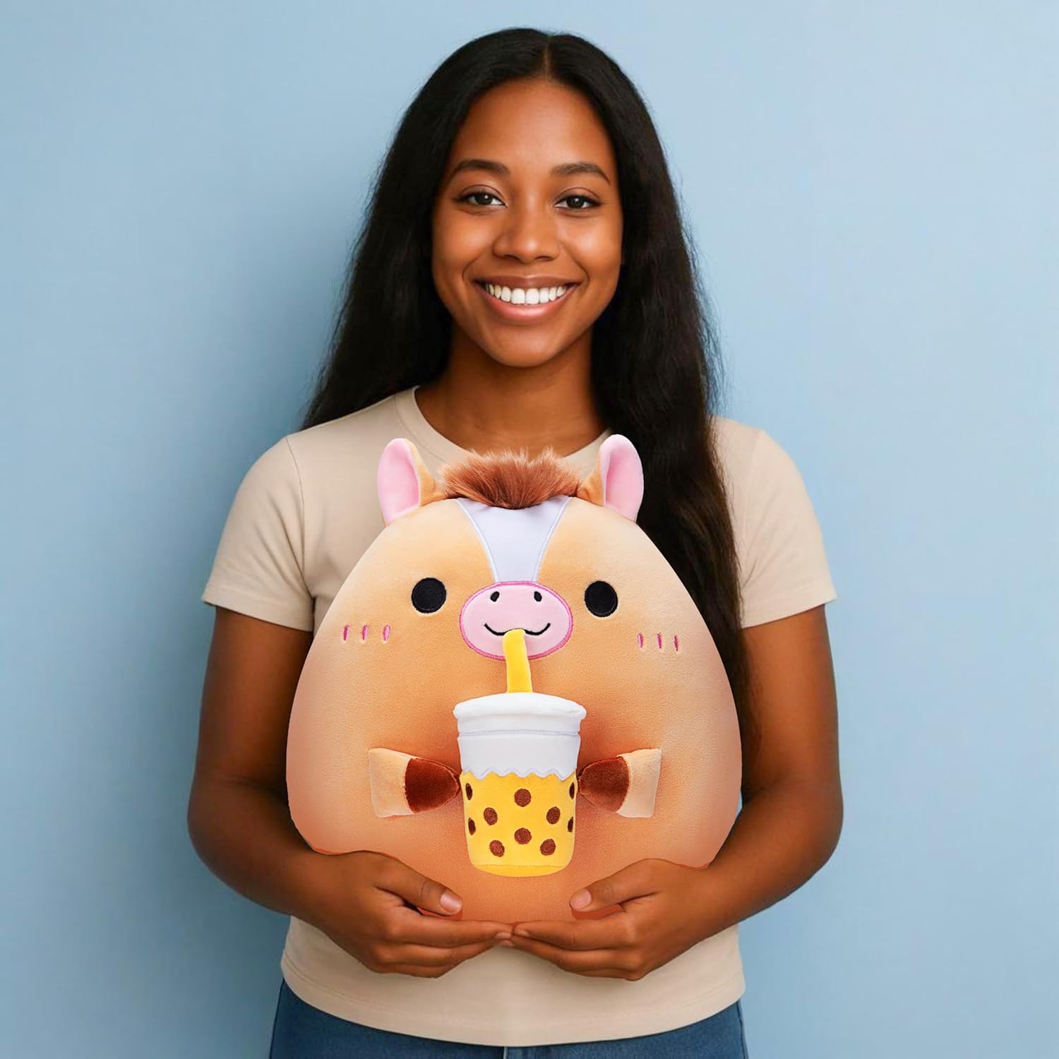 Big Adorable Horse Plush Pillow for Cuddling by Tumyay