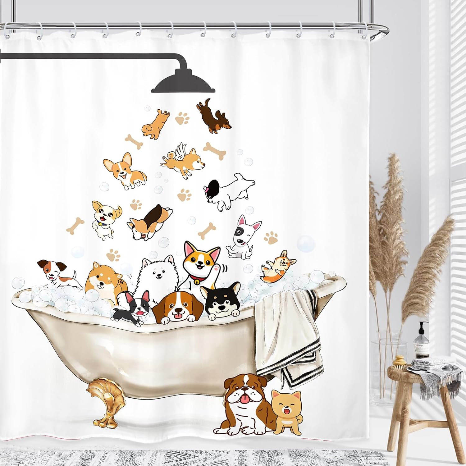 Adorable Hilarious DogCurtainsPack-in-ShowerPhewx72inchPoly-Washable-WaterproofPacks
