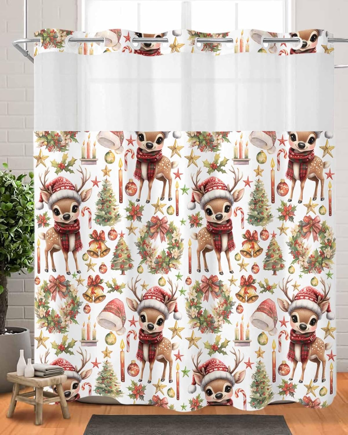 Luxury Touch Waterproof Shower Curtain with Window