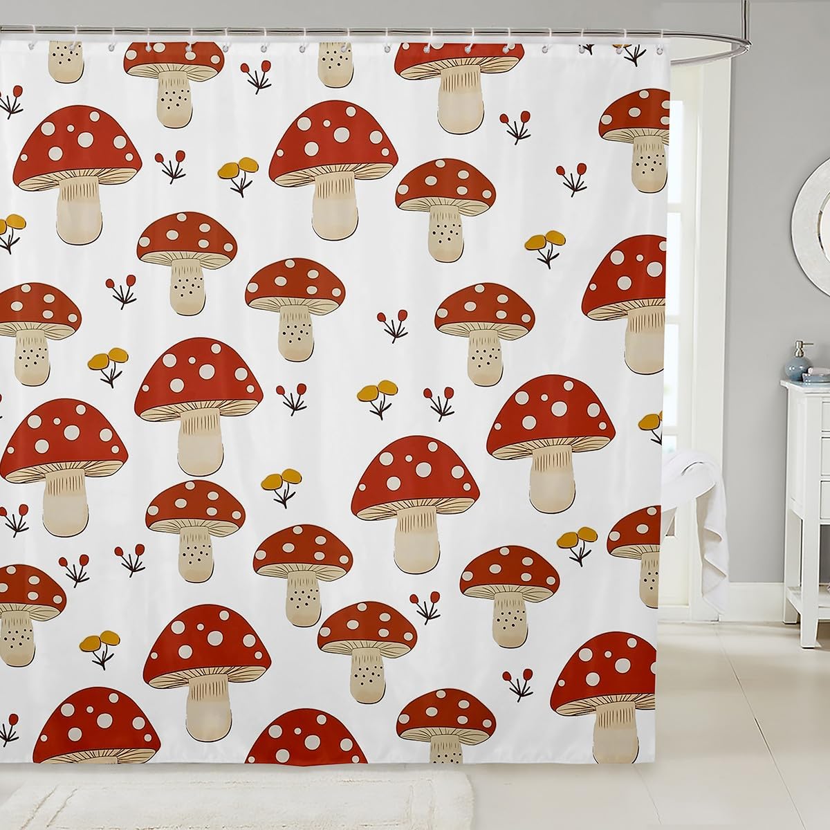 Feelyous unique mushroom shower curtain for 72x72cm bathroom Waterproof and machine washable