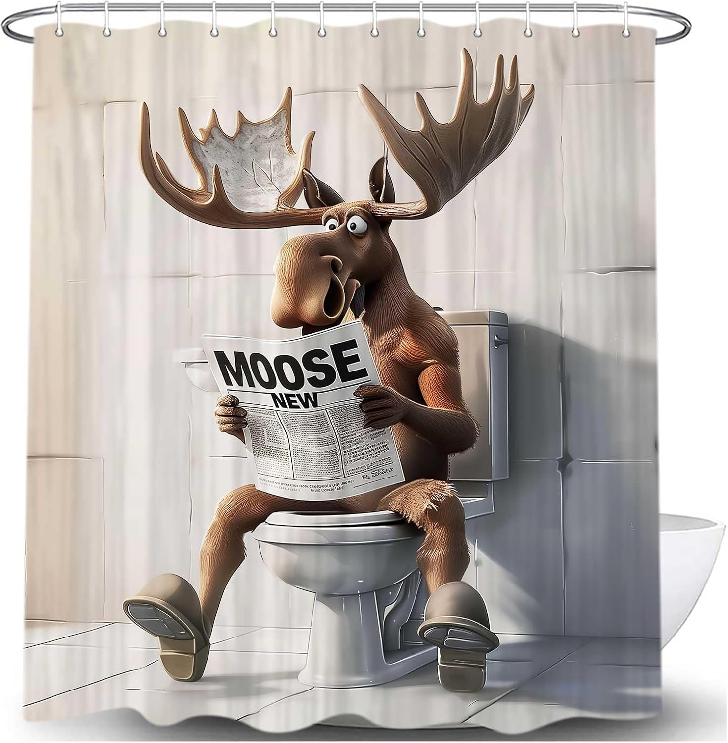 JAWO Funny Moose Shower Curtain