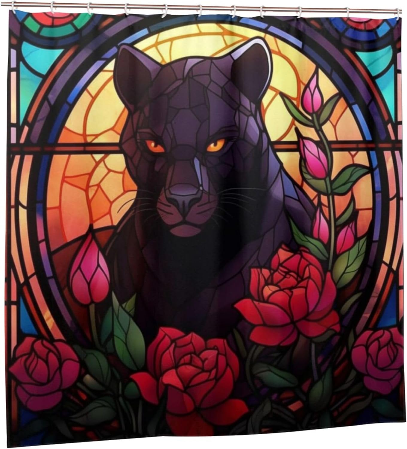 Black Panther Shower Curtain 72x72 In Modern Bohemian Bathroom Art with 12 Hooks