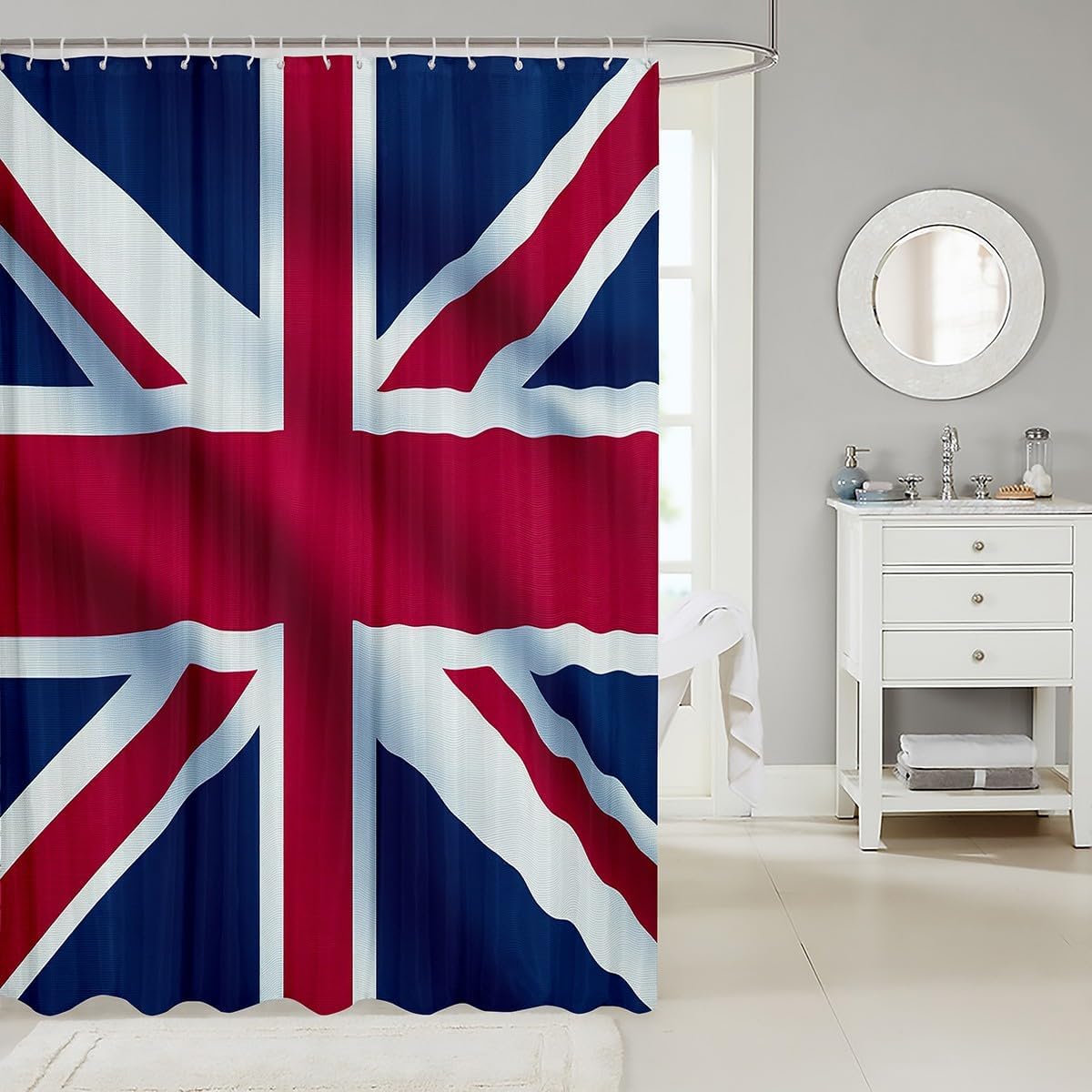 Erosebridal Union Jack Shower Curtain Set 72x72