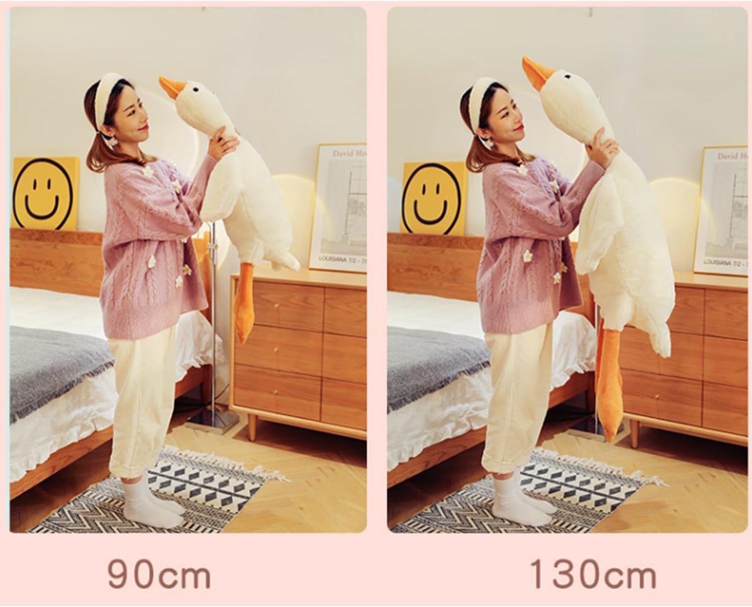 Bacmaze White Goose Plush Pillow 20 Inch Cute Toy Stuffed Animal