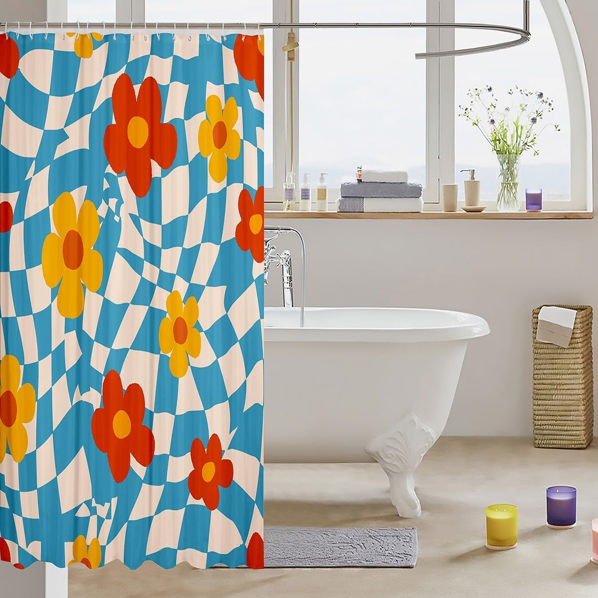 Vintage Groovy Daisy Shower Curtain