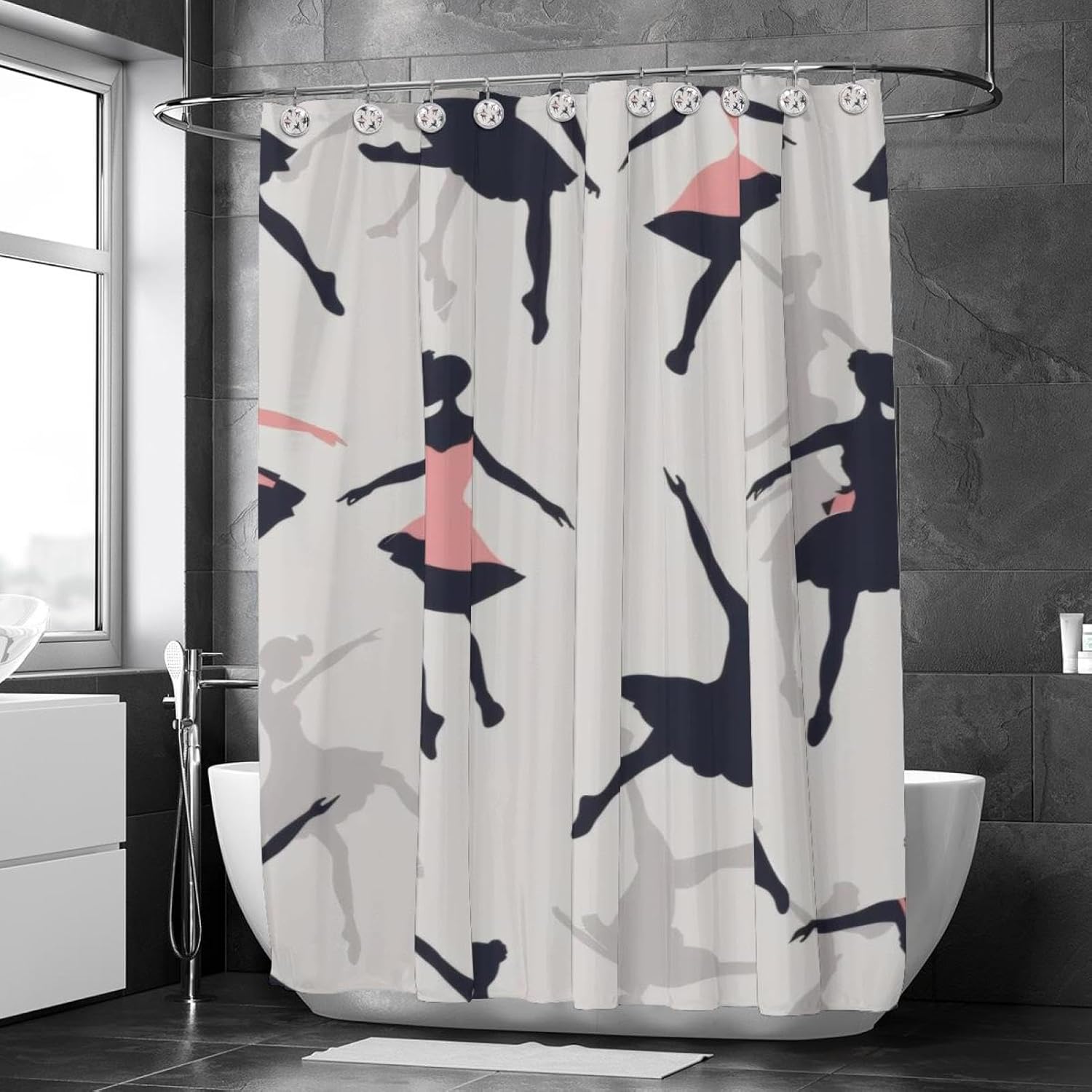 Stunning 48x72 inch shower curtain set with 9 stainless steel hooks by VAPOKF