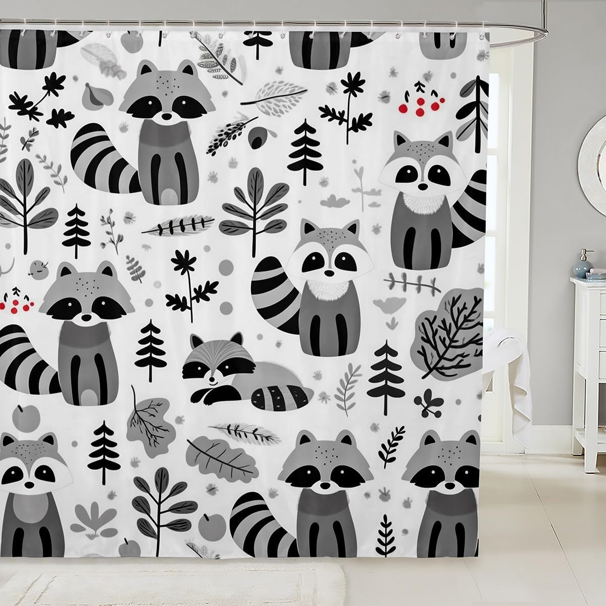 Racoon Bath Curtain for Kids