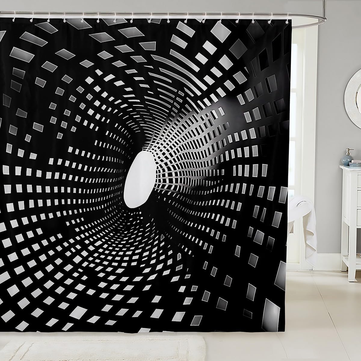 Geometric Bath Curtain for Kids 72x84