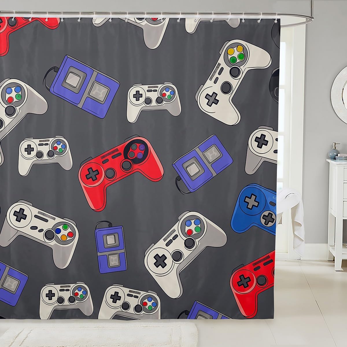 Feelyou Game Shower Curtain 72 x 78 Set - Durable Waterproof for Gamers