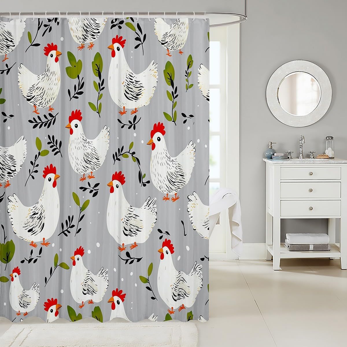 Chic Fun 72x72 Farm Animal Bath Curtain Set