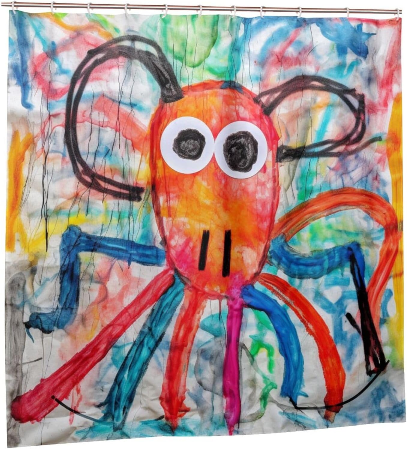 Abstract Octopus Shower Curtain Set with 12 Hooks 72x72in