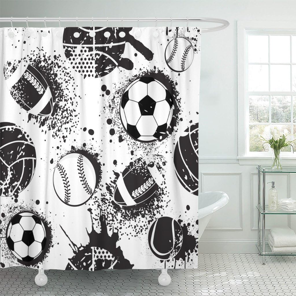 Emvency waterproof shower curtain dark grunge design 72x72 inches with hooks