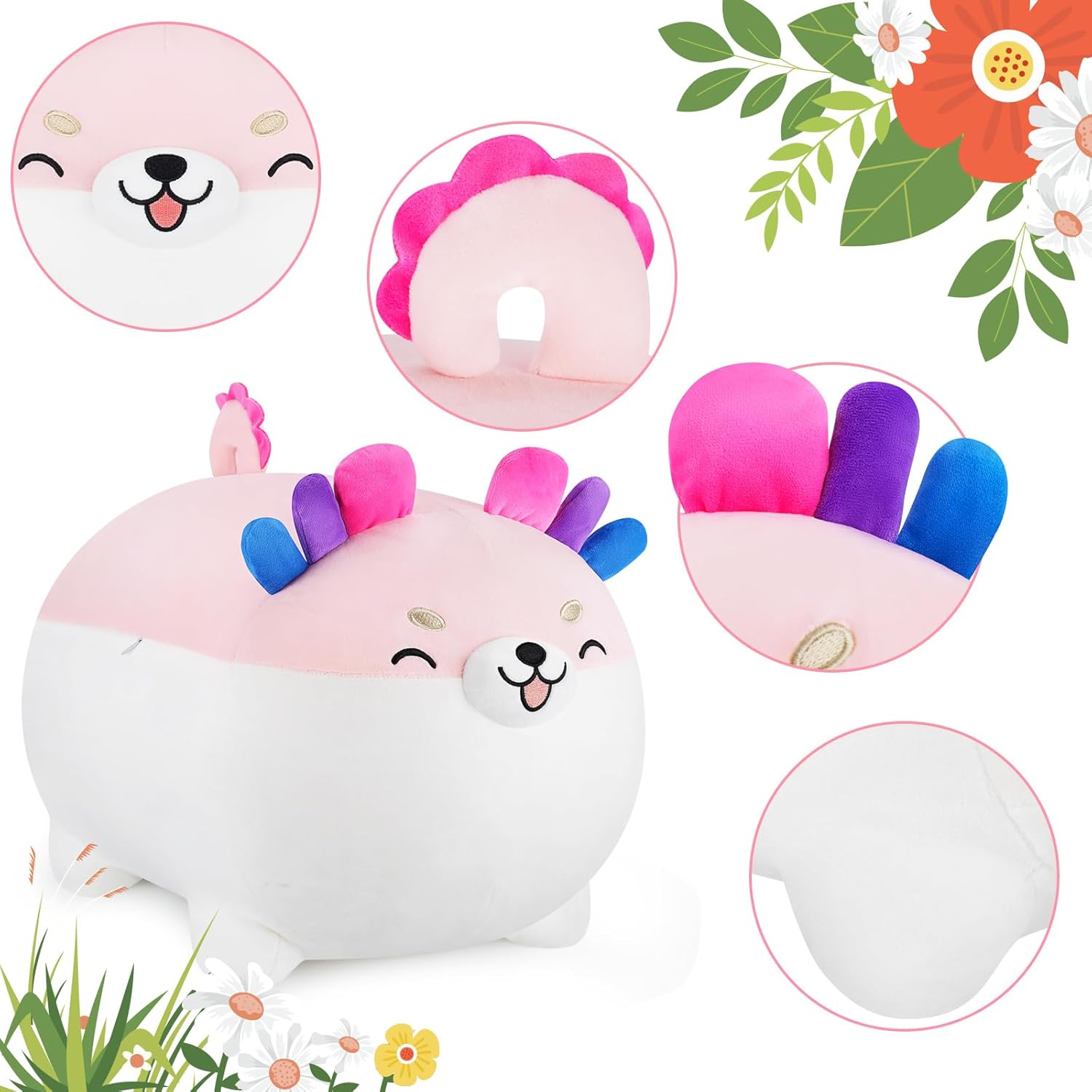 CuteAxolotl Shiba Inu Plush Pillow Kawaii Stuffed Animal Gift for Kids Adults