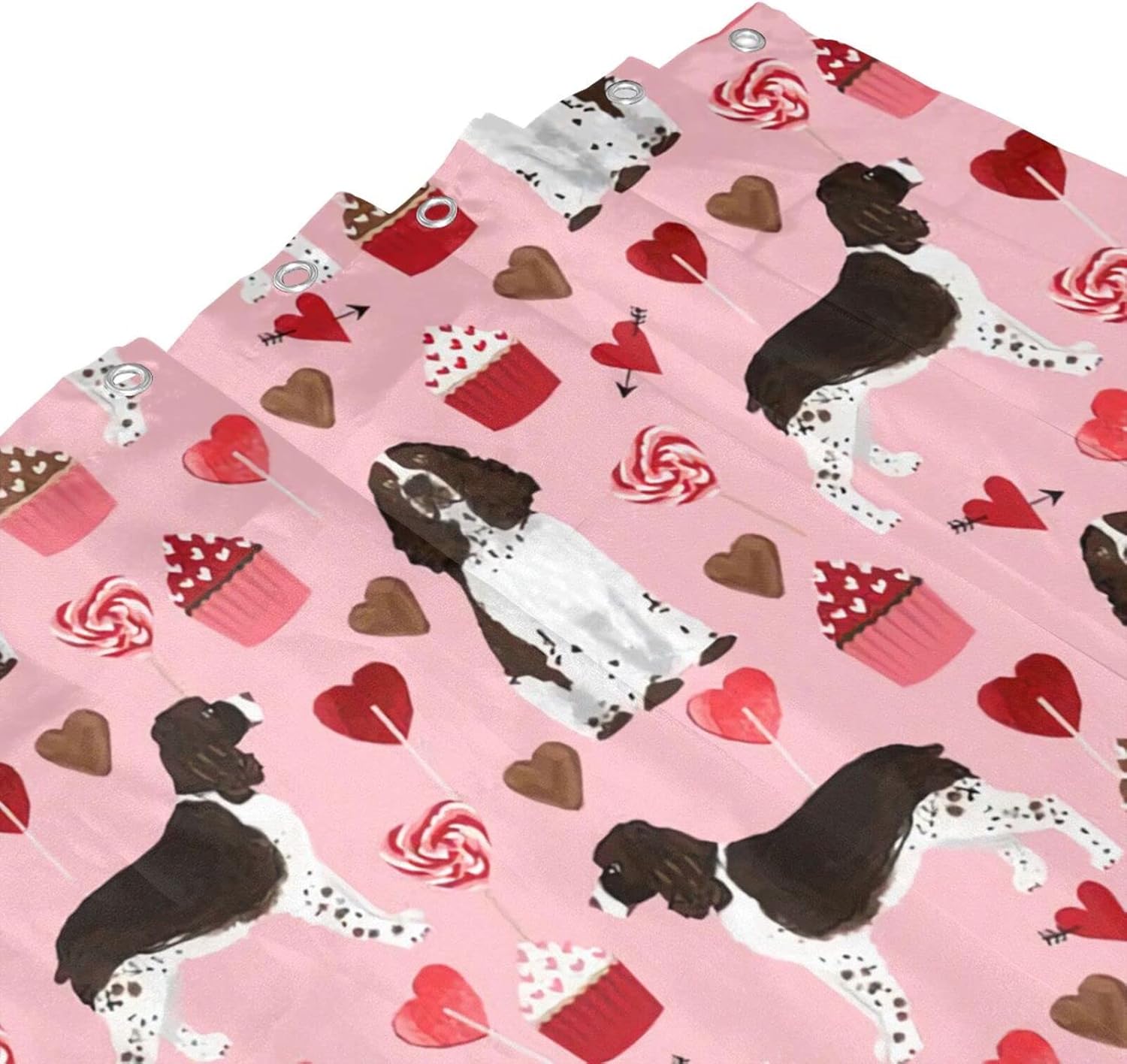Perfect bath curtains for kids Cute Springer Spaniel Hearts 72x72 inch waterproof