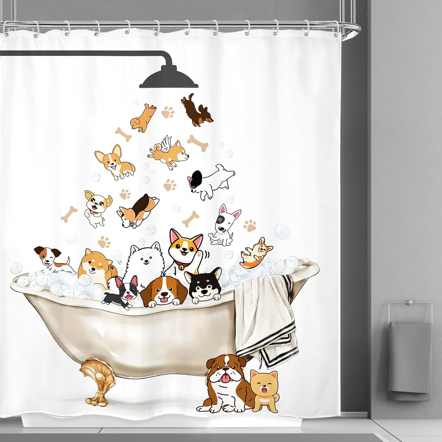 Adorable Hilarious DogCurtainsPack-in-ShowerPhewx72inchPoly-Washable-WaterproofPacks