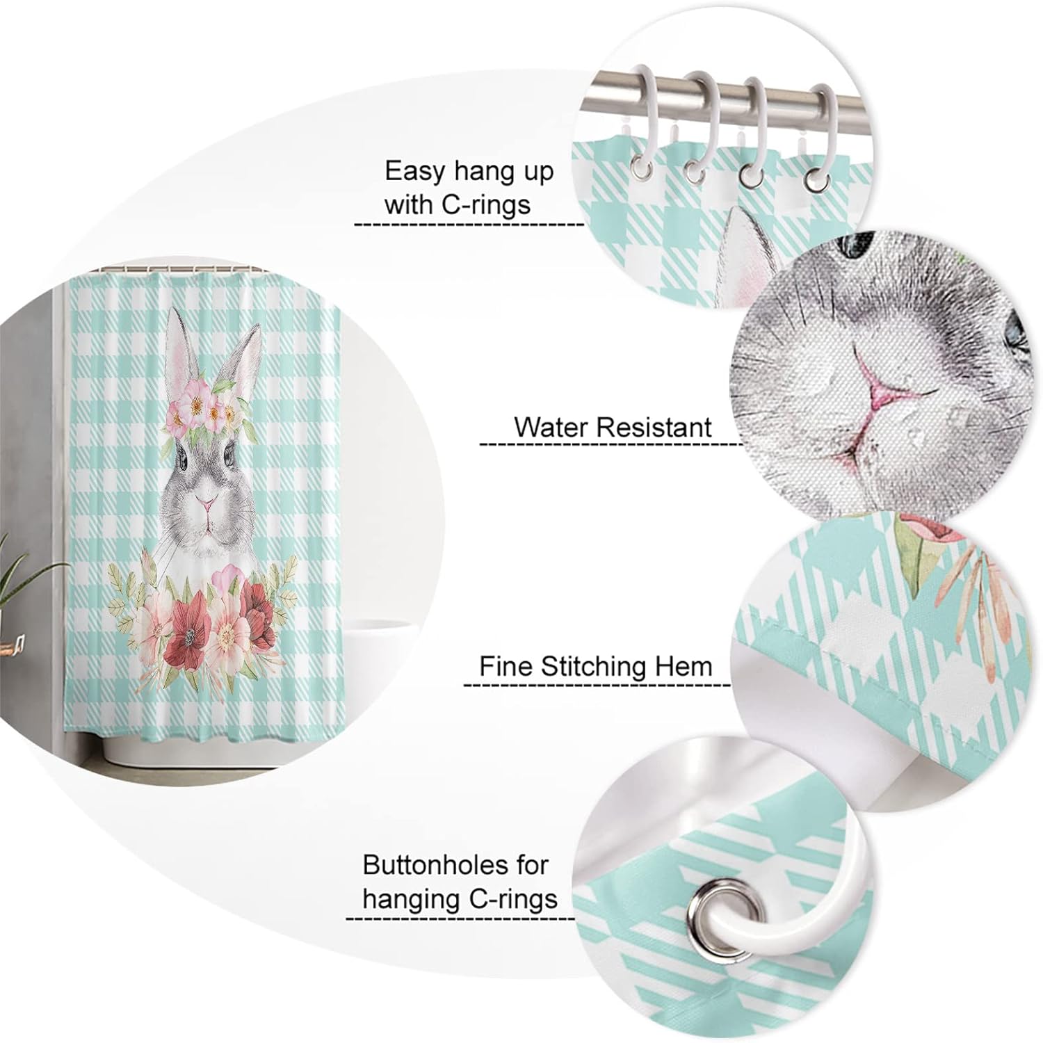 Waterproof Shower Curtain Set
