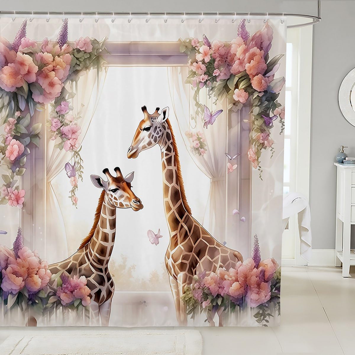 Waterproof Giraffe Shower Curtain for Home Garden or Travel