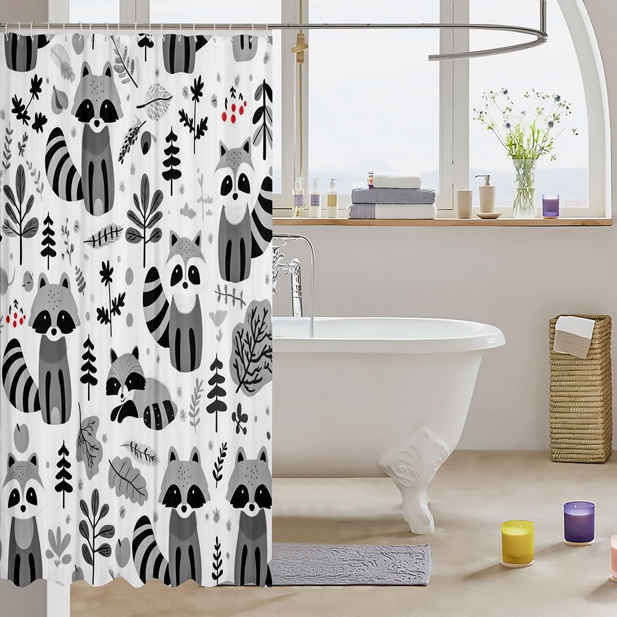 Racoon Bath Curtain for Kids