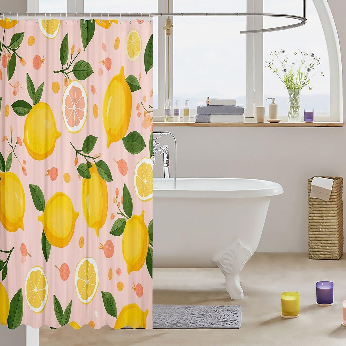 Feelyou Lemon Shower Curtain Kids Cartesian Design 72x72