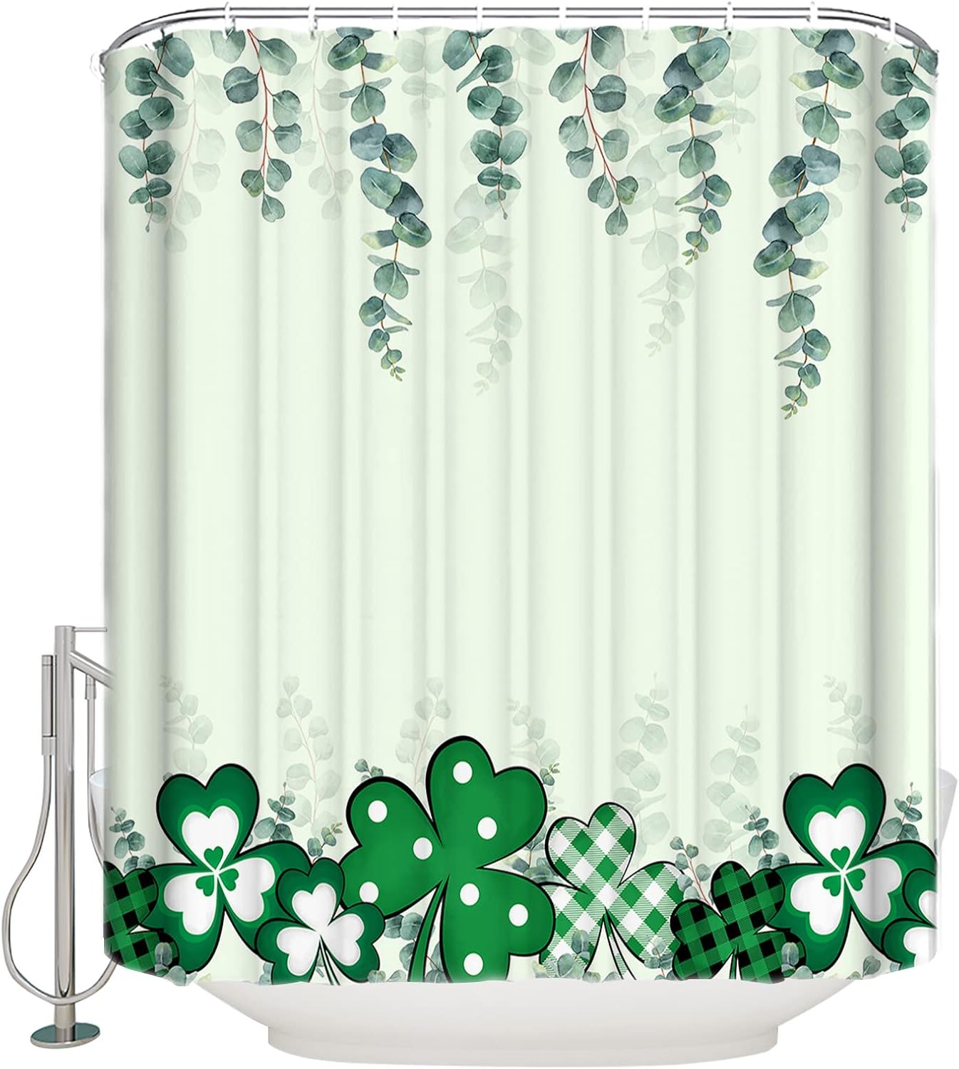 Waterproof Shower Curtain for Bathroom with St Patricks Day Lucky Clover Shamrock
