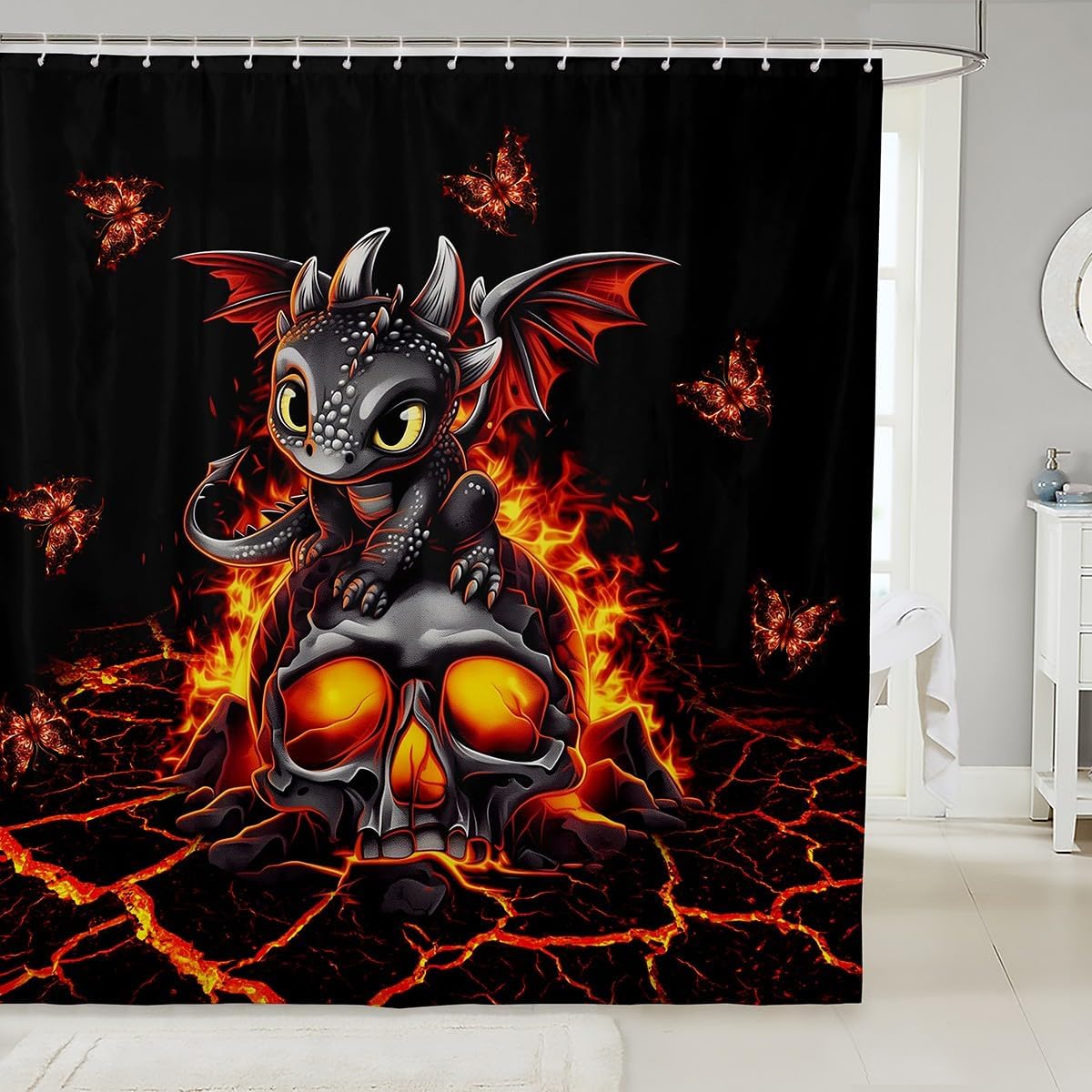 Cartoon Dragon Bath Curtain for Kids