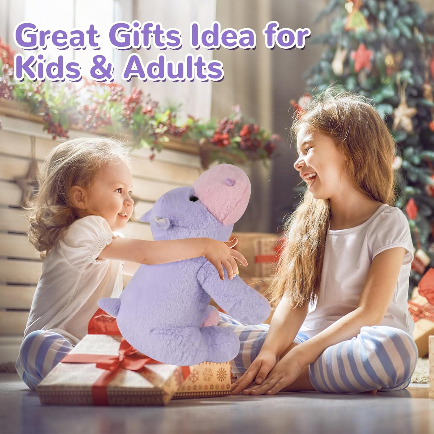 Meowtastic Hippo Weighted Plush Toy - 28 Inch 5 Pounds Comfort Pillow