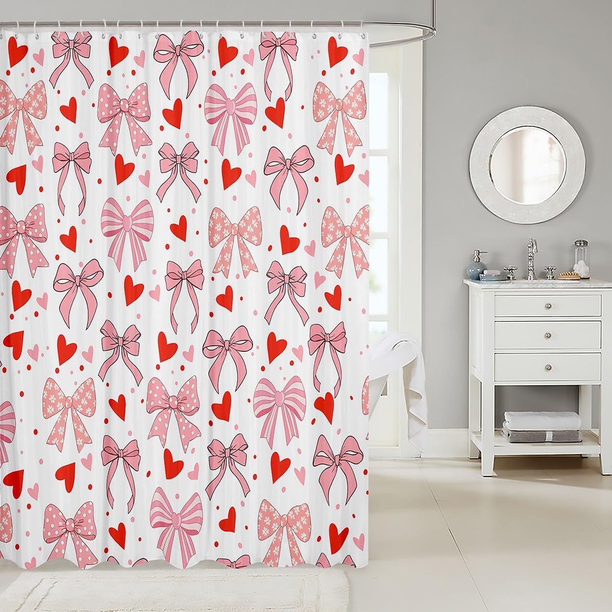 Dazzling Princess Shower Curtain with 12 Hook and Loop Fasteners