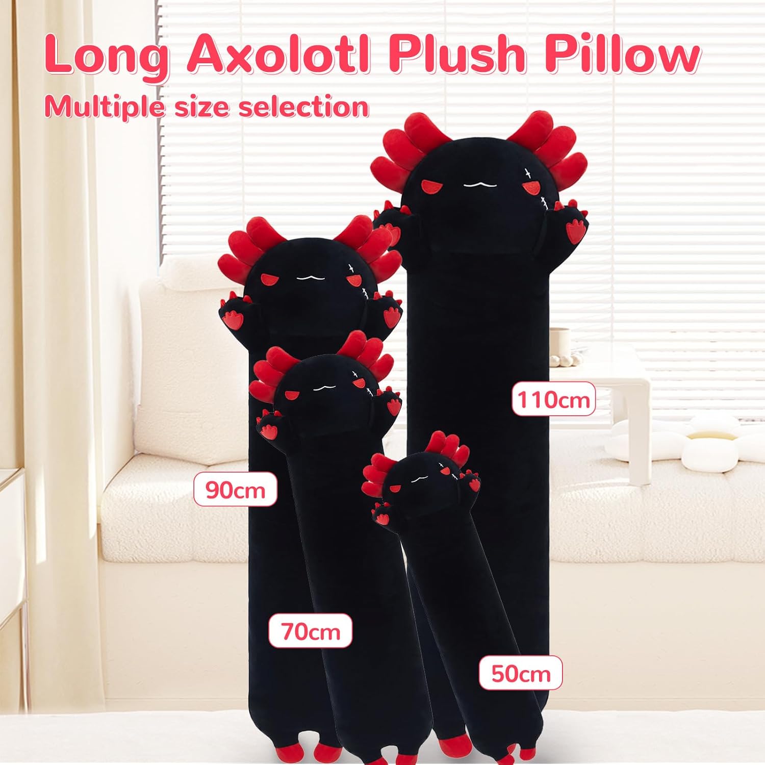 Chubbyjoy Long Axolotl Plush Pillow 35 Inch