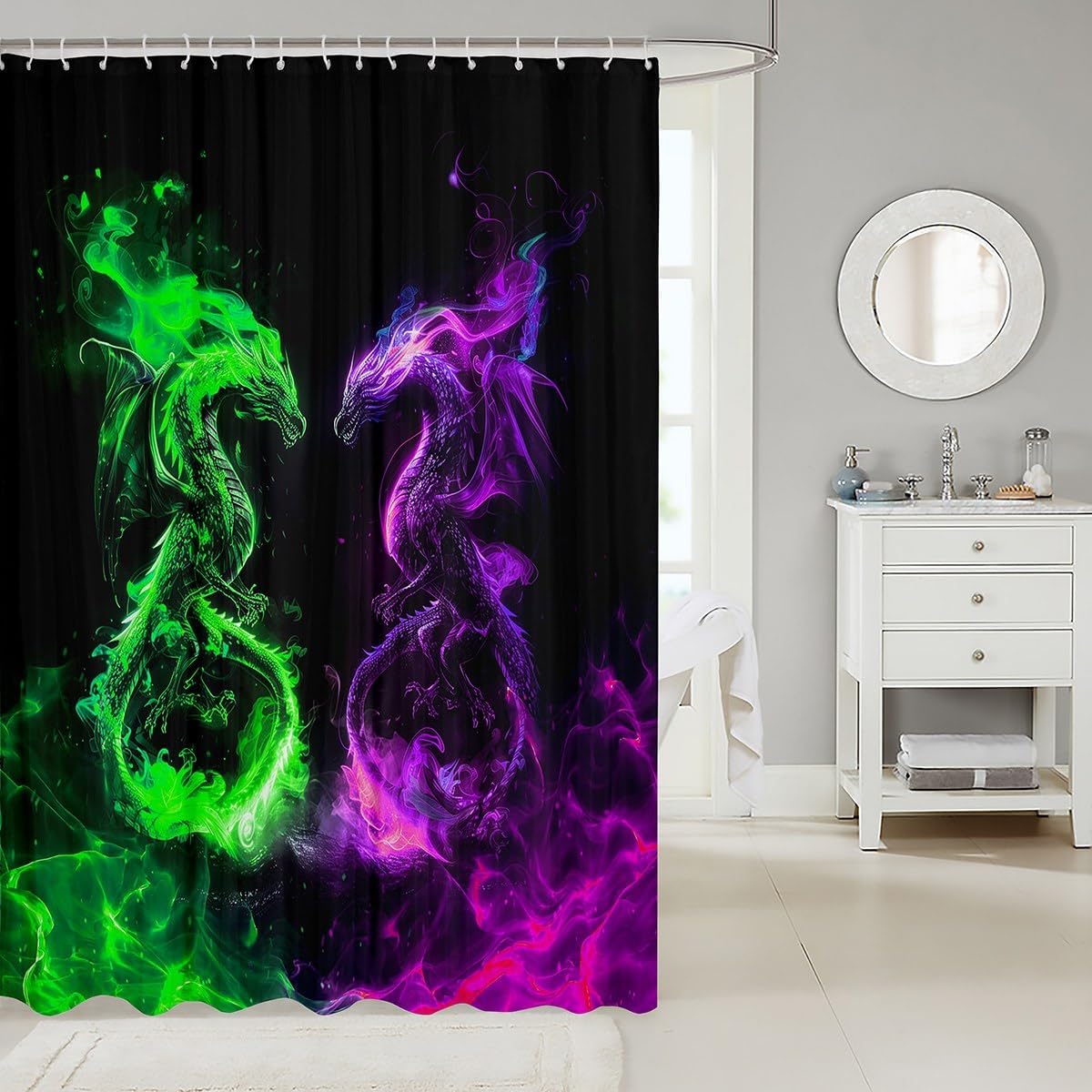 Stunning Western Dragon Shower Curtain for Kids Men and Recreation