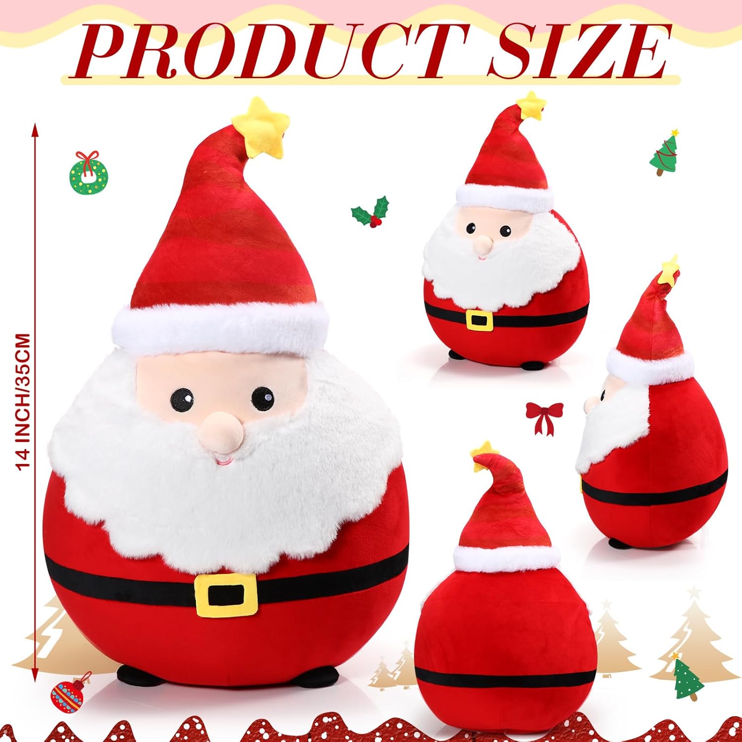 Huwena Christmas Santa Plush Pillow Soft Cuddly for Relaxation