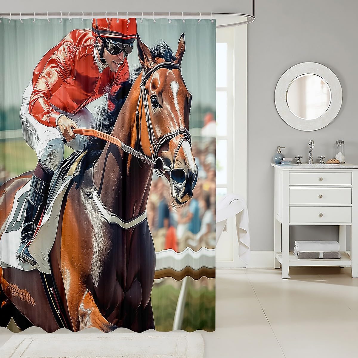 Horse Racing Shower Curtain Set - Exciting Kids Increments