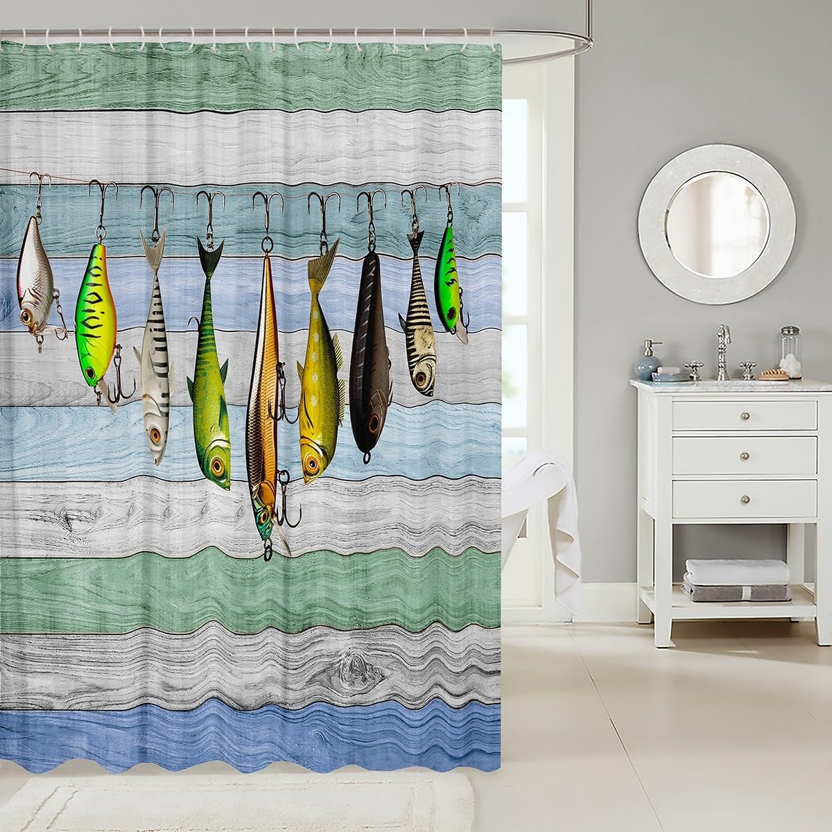 Erosebrdial Colorful Fish Bathroom Shower Curtain Sets