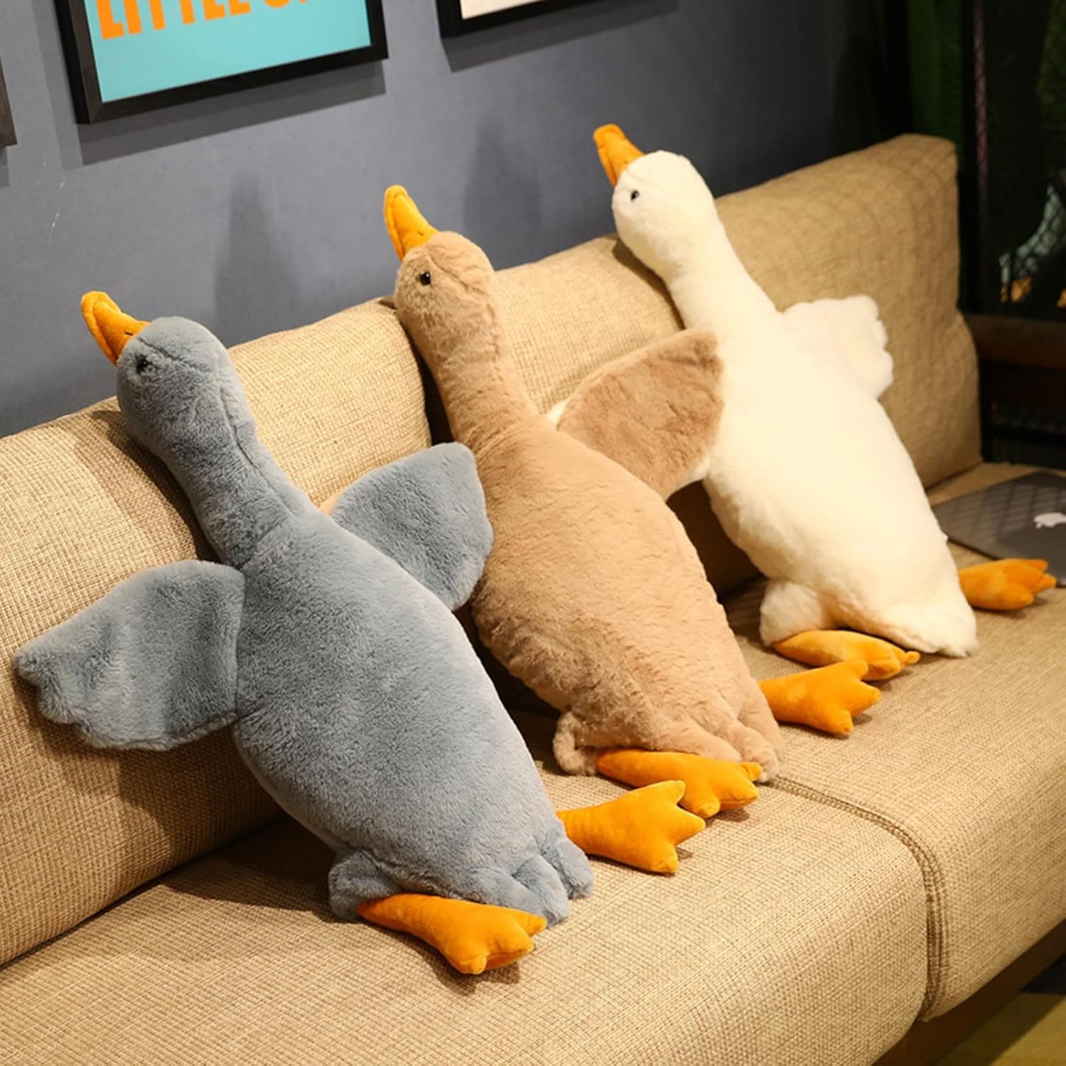 PERZOE 5090cm Giant Goose Plush Pillow Stuffed Animal Toy