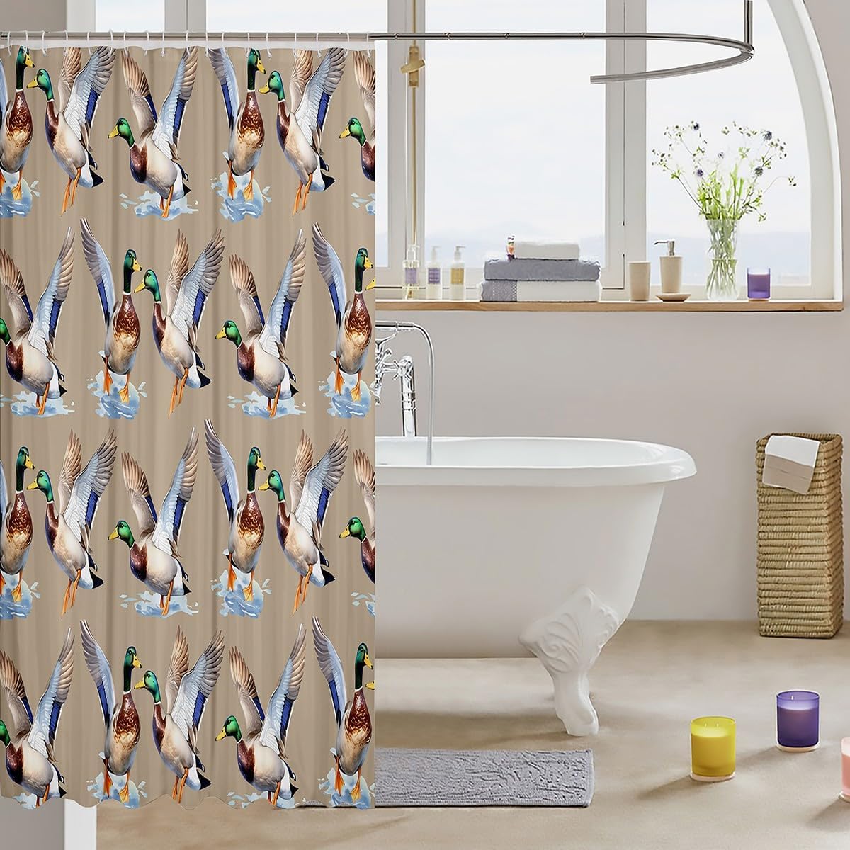 Waterproof 100 Polyester Duck Shower Curtain 72x84 Green hunting bathroom accessory