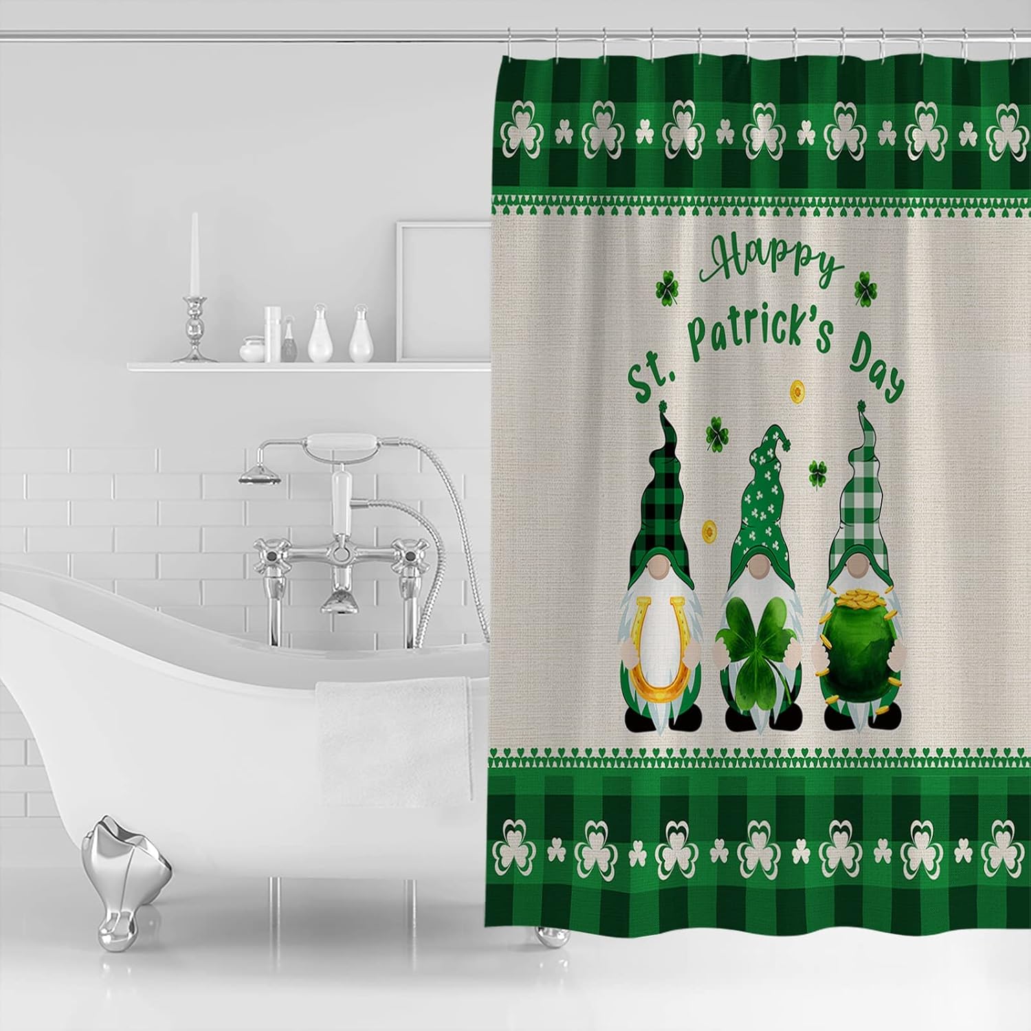 Waterproof Machine Washable shower curtain set with hooks for bath