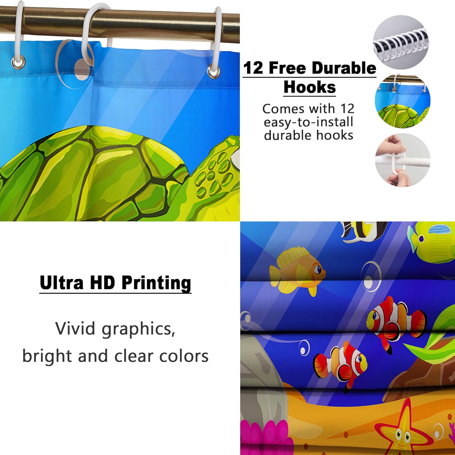 Poedist 4Pcs Bathroom Set Under The Sea Design