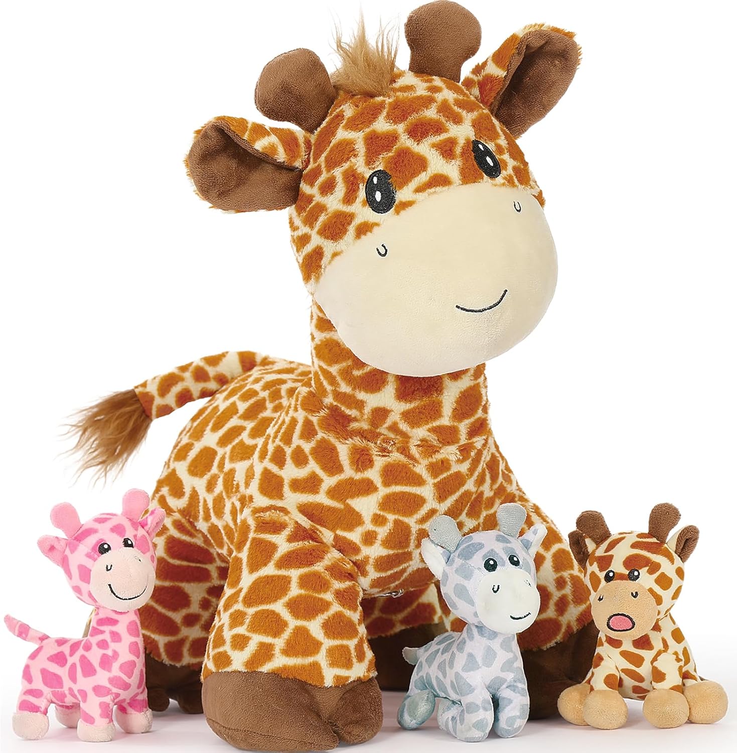 18in Tezituor Giraffe Stuffed Animal with 3 Cute Babies