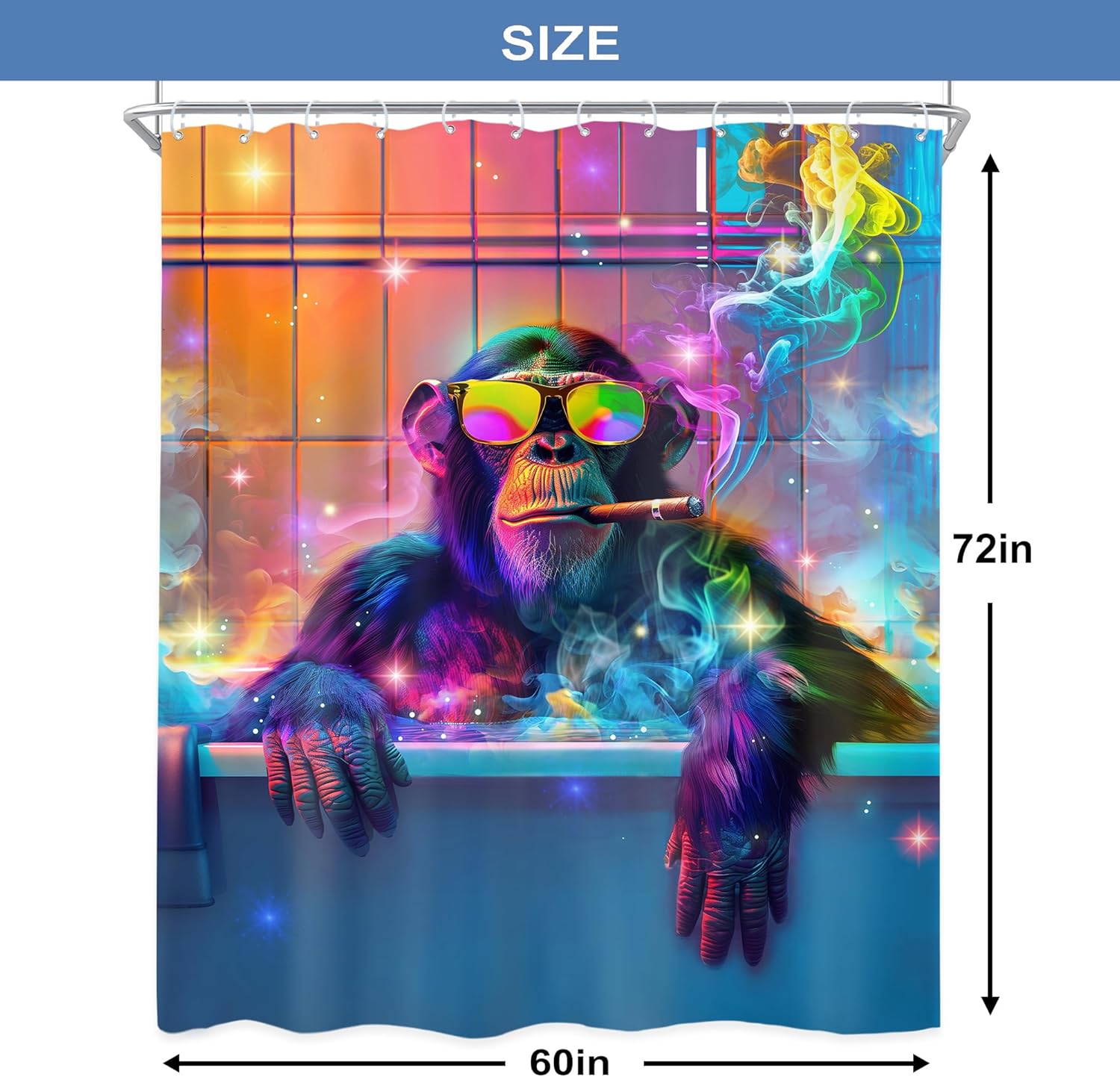 Funny Monkey Waterproof Perfect for Bathroom Decor