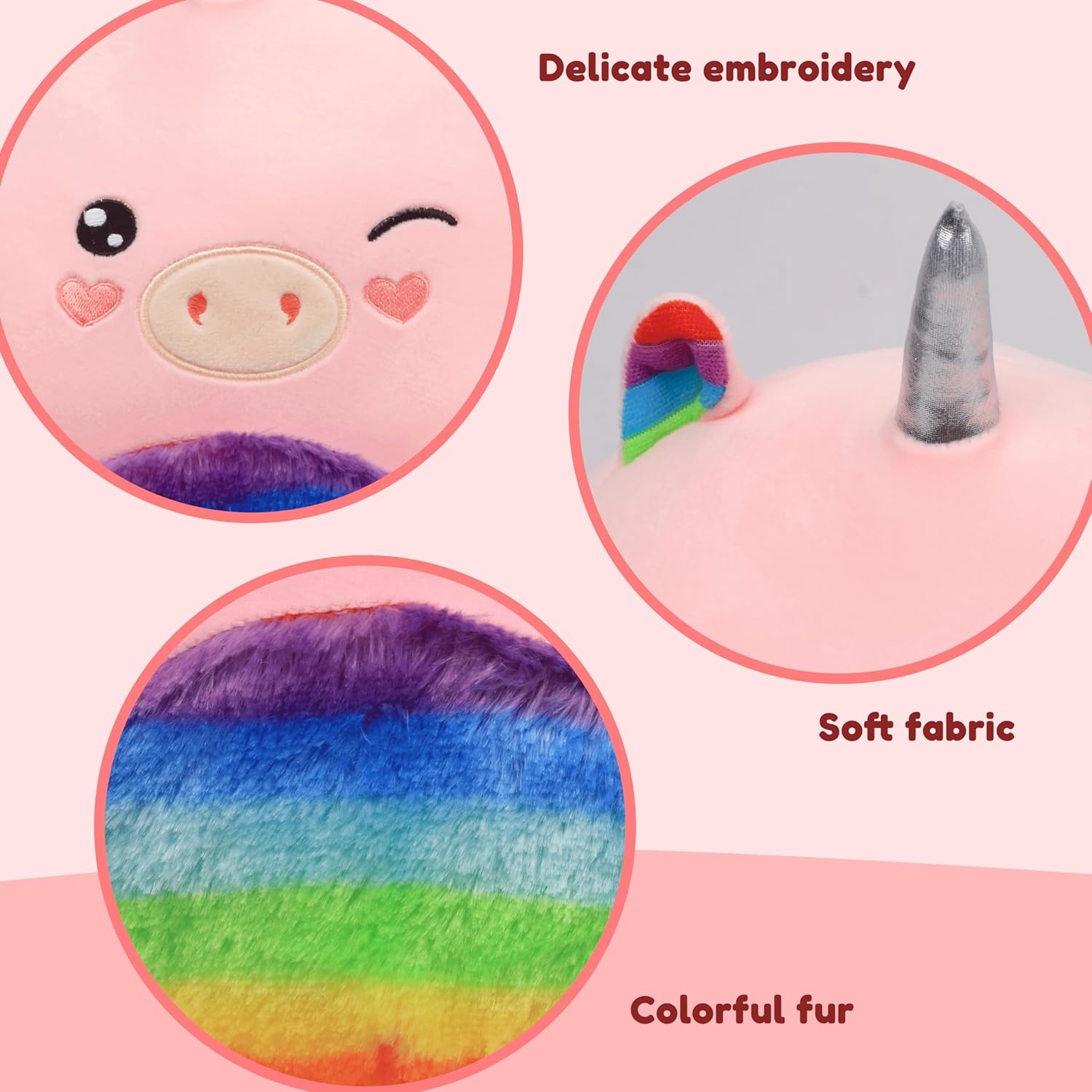 Easfan Rainbow Unicorn Plush Pillow