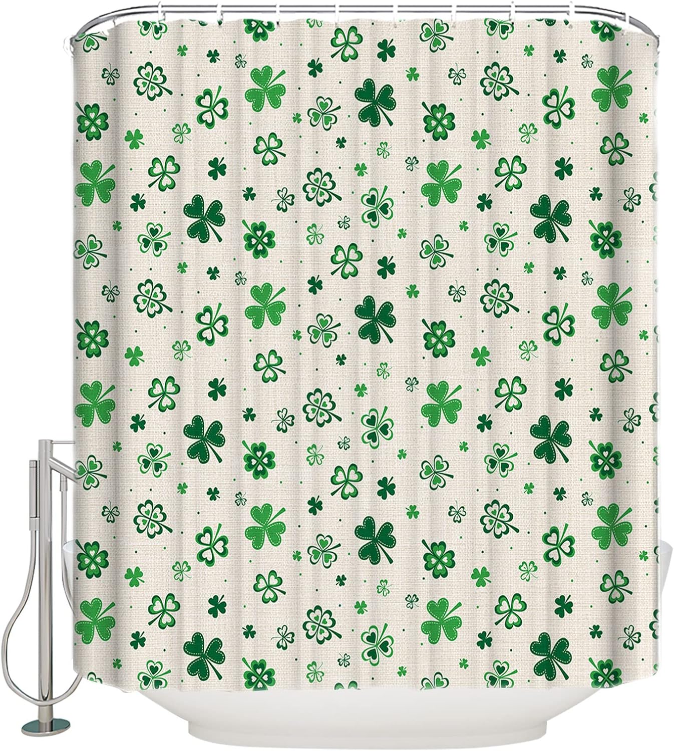 St Patricks Day shamrock waterproof shower curtain set
